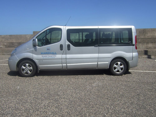 Side view of minibus
